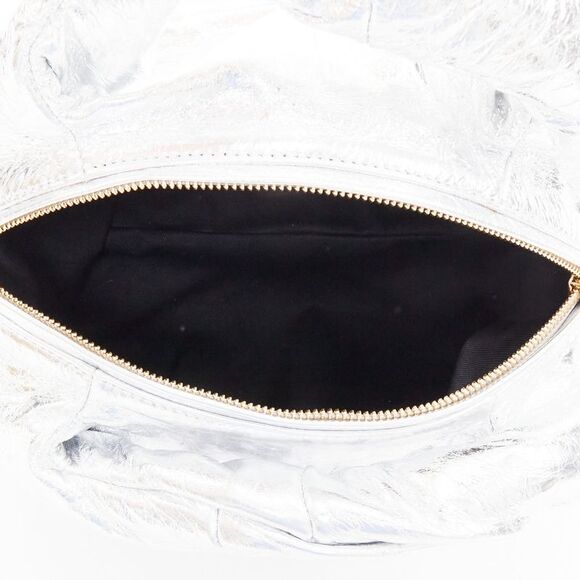 DRIES VAN NOTEN Twist silver metallic textured leather top handle bag - Picture 7 of 8